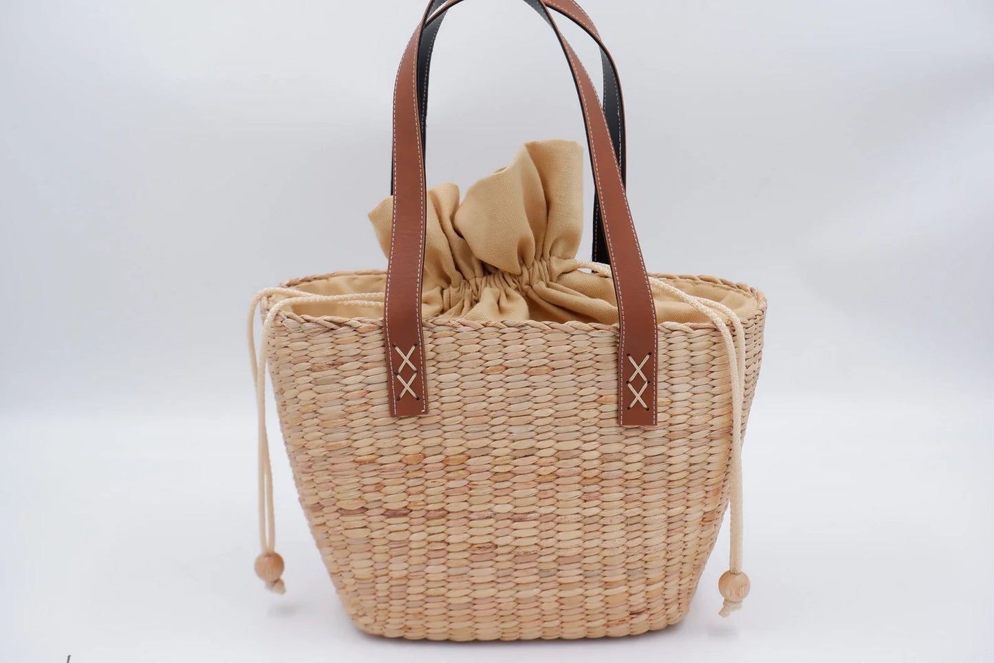 Natural bamboo woven bag with a simple design