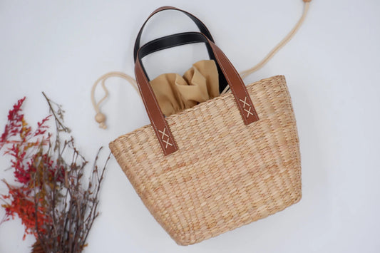 Natural bamboo woven bag with a simple design